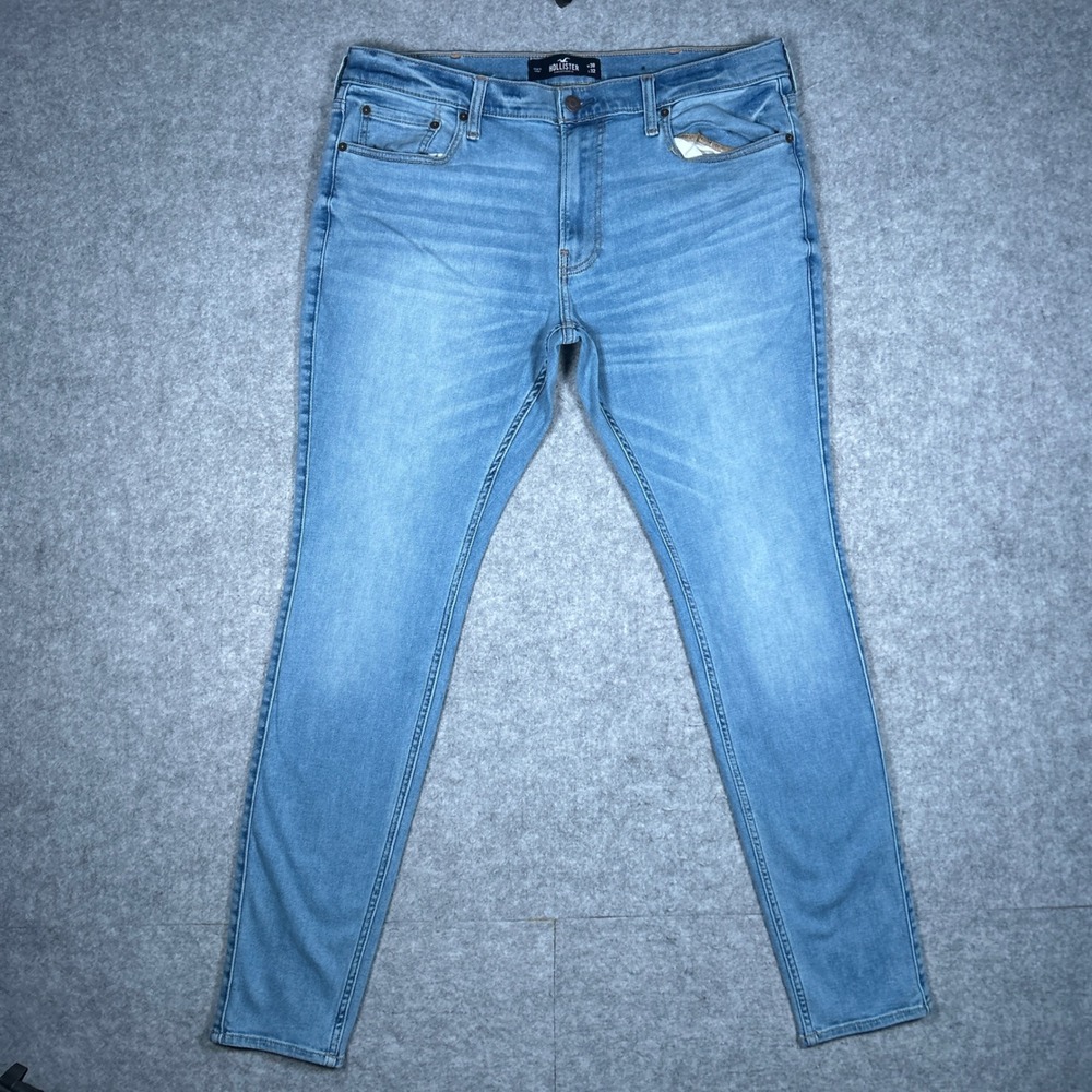 Hollister Denim Jeans Mens 38x32 Light Wash Extreme Skinny Advanced Stretch
